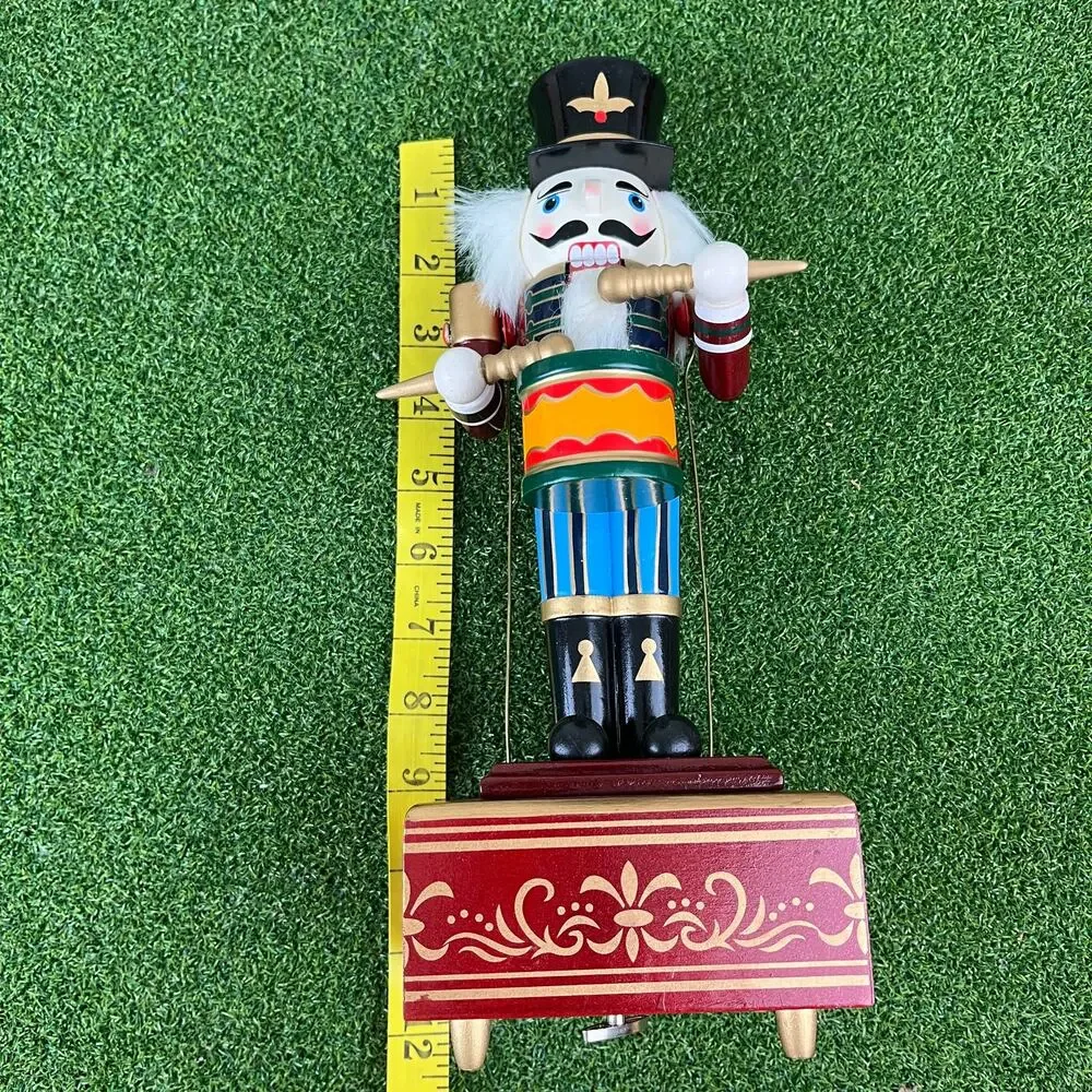 Vintage Wooden Nutcracker Drummer Music Box